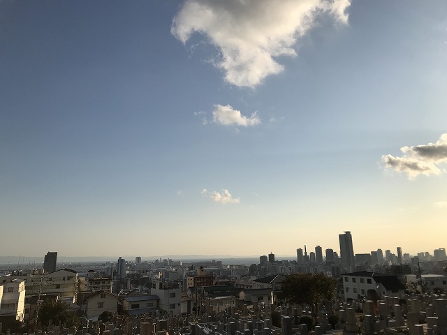 春日野墓地（神戸市中央区）の夕焼け　21.1.18