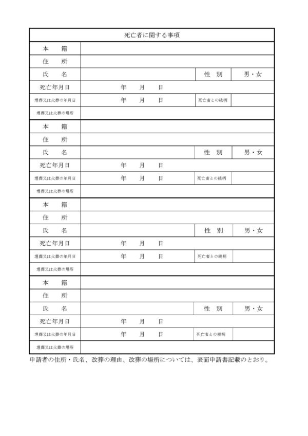 枚方市改葬許可申請書