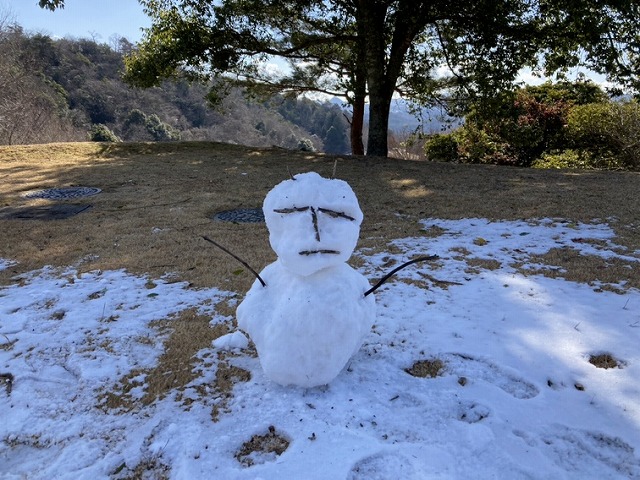 宝塚すみれ墓苑（宝塚市）で雪だるまに遭遇