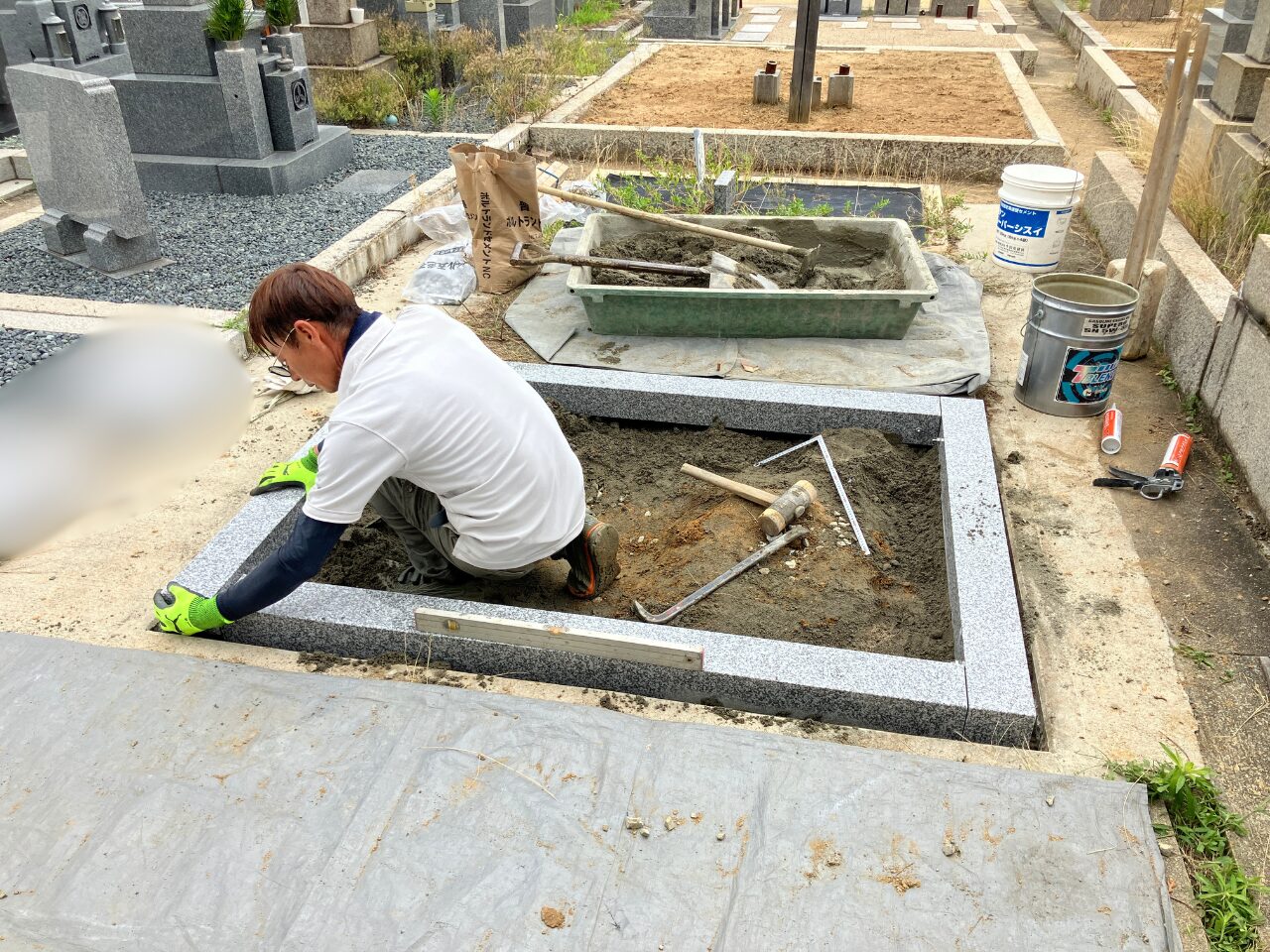 杉本霊園（住吉区）お墓のお引越し　据付工事　大阪石材